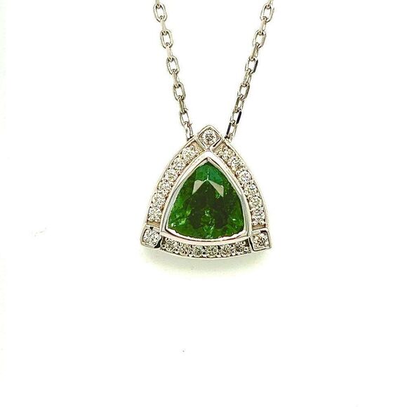 Natural Tourmaline Diamond Pendant Necklace 17" 14k WG 2.49 TCW Certified 308485 - Picture 1 of 16